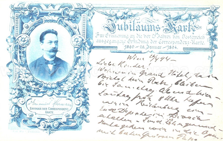 VIII - Jubilejní pohlednice s portrétem Dr. Emanuela Herrmanna